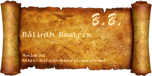 Bálinth Beatrix névjegykártya